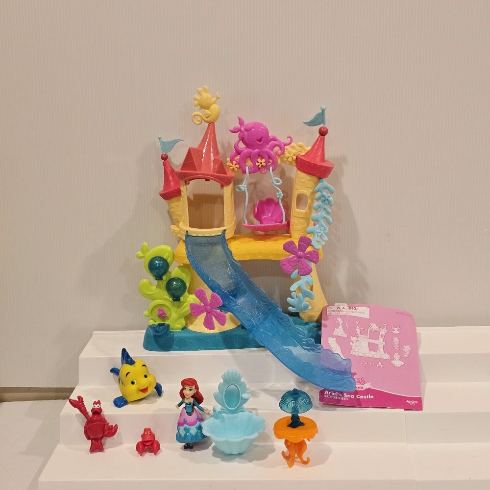 Disney Princess Little Kingdom Doll Set Ariel’s Sea Castle Mermaid Sebastian Set